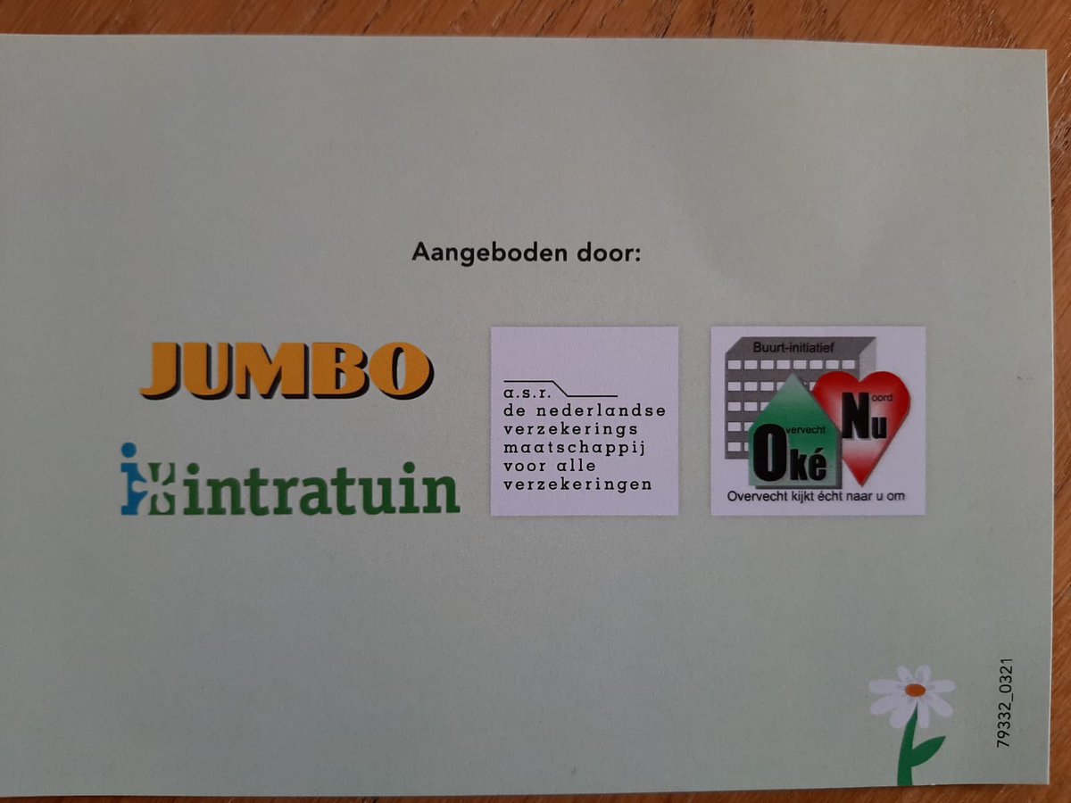 Dank aan de sponsoren o.a ASR , Jumbo en Intratuin kon Team Oké Nu Overvecht aan eenzame ouderen verrassen voor de lente en Pasen 
Namens alle bewoners DANK jullie zijn toppers
