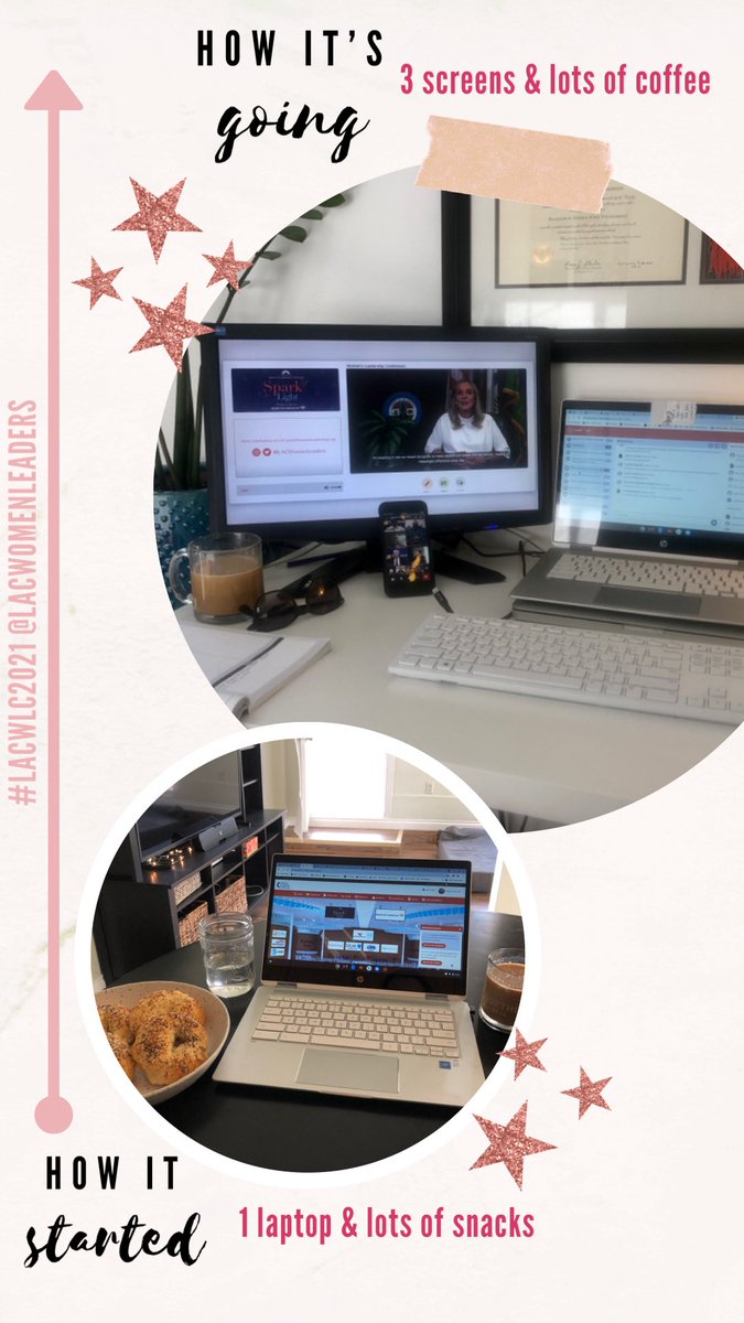 How is started &amp; how it’s going? Check out my image to see..hint #morescreens &amp; #morecoffee 😂 #LACWLC2021 <a href="/LACWomenLeaders/">LA County Women's Leadership Conference</a> #sparkthelight