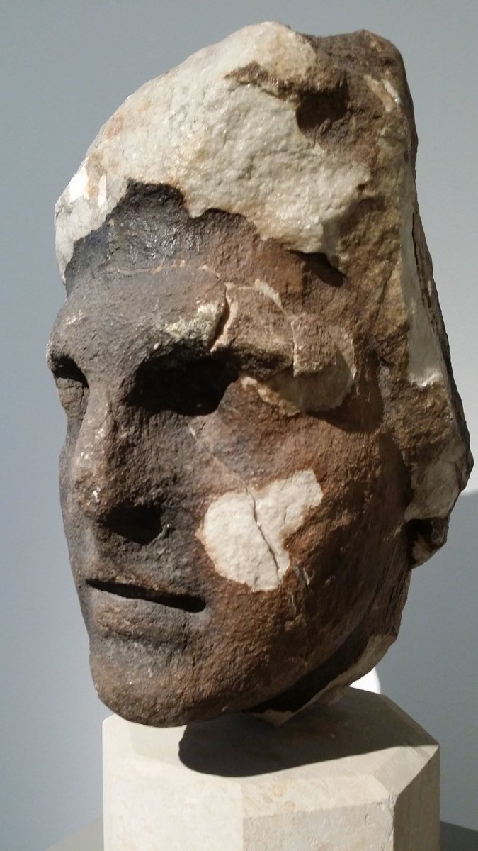 Marble head of Helios, damaged by fire during #WW2 bombing campaign on Berlin in late 1943; Rhodes (Greece) 350-300 BC. Altes Museum Berlin