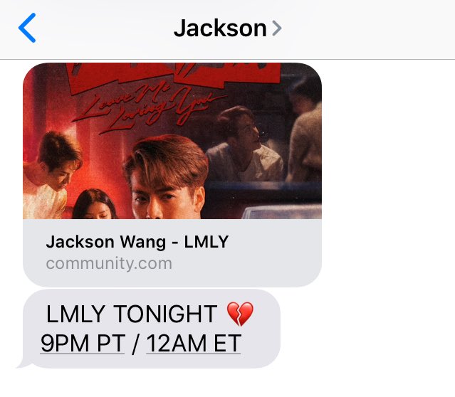 JacksonWGlobal's tweet photo. [#JSTEXT] 200326

#LMLY TONIGHT💔
9PM PST / 12AM EST
🔗https://t.co/FO9pCw5Zx6

Please presave Leave Me Loving You!
🔗 https://t.co/JNU1IJuOIp

#LeaveMeLovingYou ￼ #LMLYJackson ￼ 
#JacksonWang #王嘉尔 #잭슨 #TEAMWANG @JacksonWang852 https://t.co/XwELQXhErY