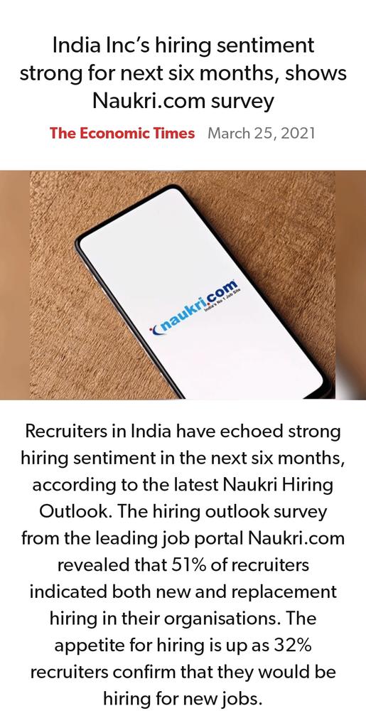India Inc’s hiring sentiment strong for next six months, shows Naukri.com survey
economictimes.indiatimes.com/jobs/india-inc…

via NaMo App