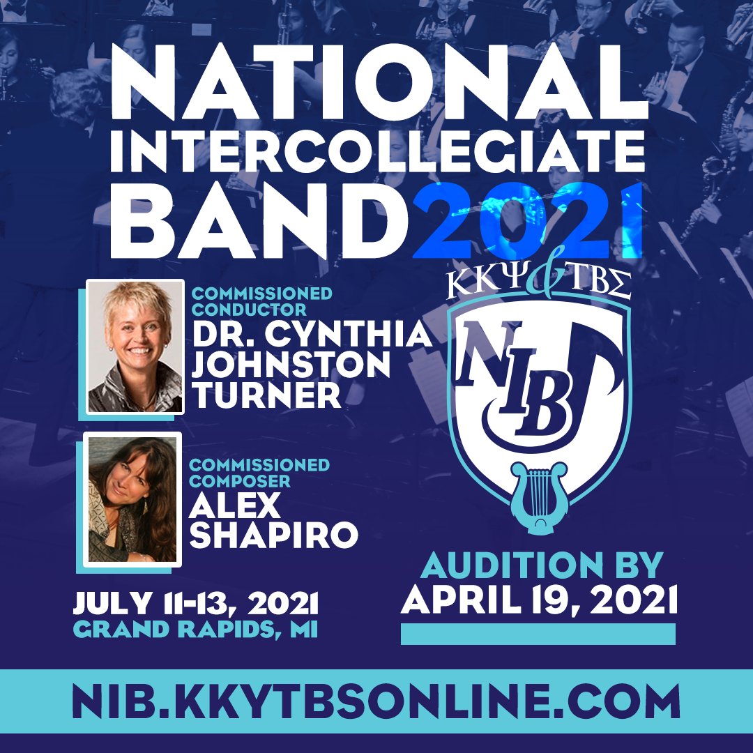Submit your audition today for the chance to participate in our 2021 National Intercollegiate Band! Audition period ends April 19th so don’t miss out!

MORE INFO: nib.kkytbsonline.com/audition-infor…

#KKPsi #TBSigma #NIB