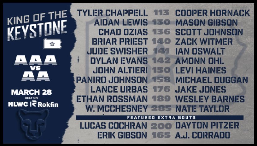Big match-ups this Sunday! 🔥🔨🏅 Thank you to the <a href="/NittanyLionWC/">NLWC</a> for hosting! @Dayton13874376 <a href="/BriarPriest/">Briar Priest</a> <a href="/johnaltieri41/">johnaltieri4</a>