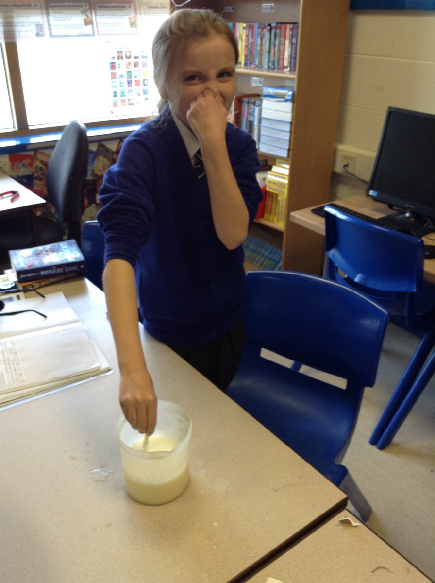 DeltaGreengates's tweet photo. #Year5GG had a great afternoon investigating how materials change! Firstly, we mixed warm milk with vinegar and observed how the liquids separated and created little white solids too! #DeltaScienceLab #Science https://t.co/Ull2S2Z6FA