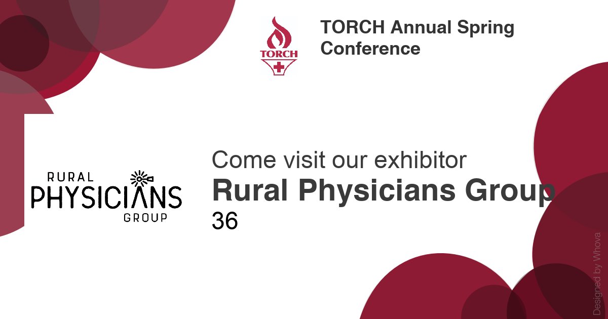 Are you attending the TORCH Annual Spring Conference in Dallas, TX next week? Rural Physicians Group will be exhibiting at Booth 36 on Wednesday and Thursday. Visit us at our booth for a chance to win an Apple Watch SE! <a href="/torchnet/">TORCH</a>