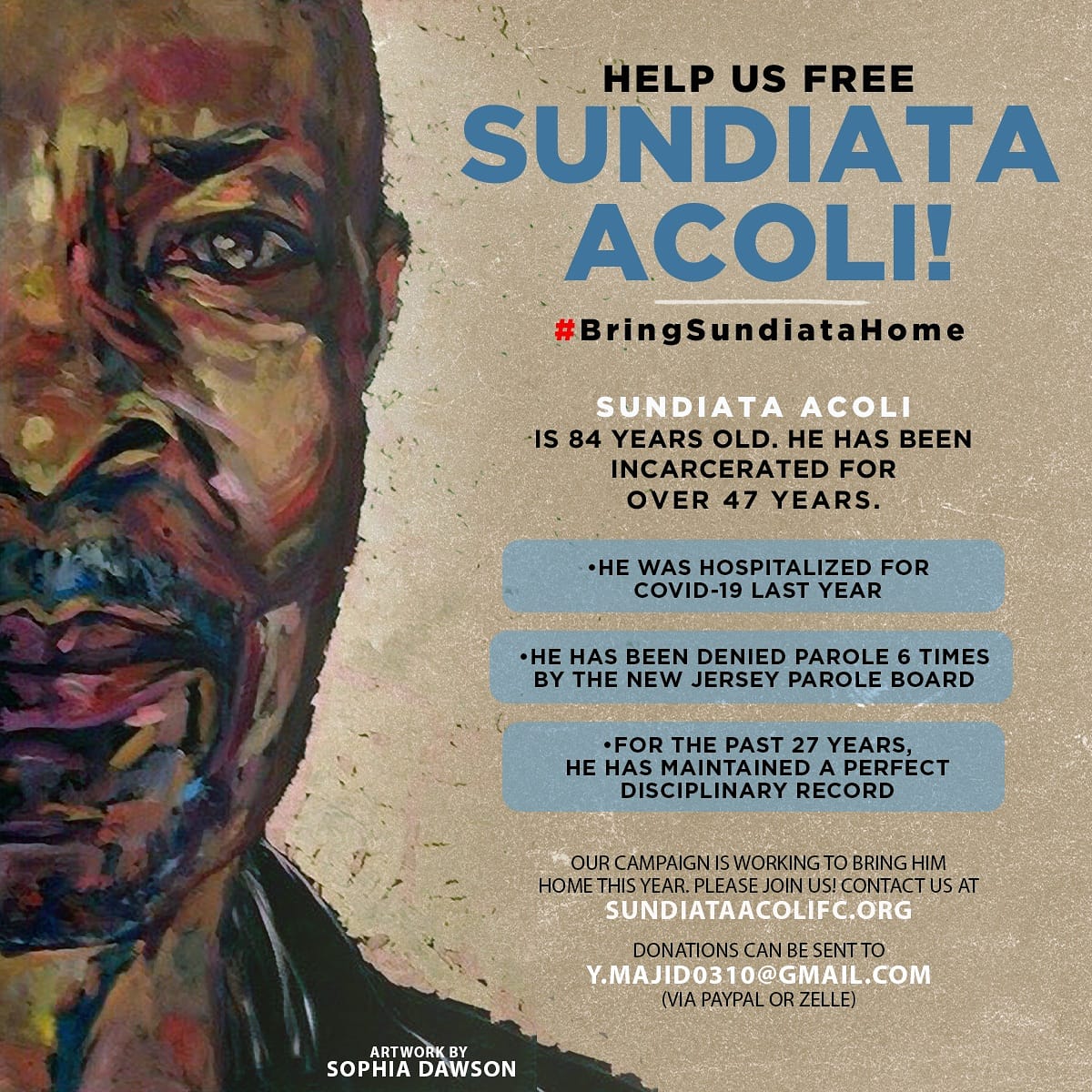 🚨 ACTION ALERT!!! 🚨
Please sign and share this petition demanding NJ Governor Phil Murphy commute the sentence of 84 year old Sundiata Acoli. This coming May will mark 48 years of Sundiata's incarceration. its past time to #BringSundiataHome!!!