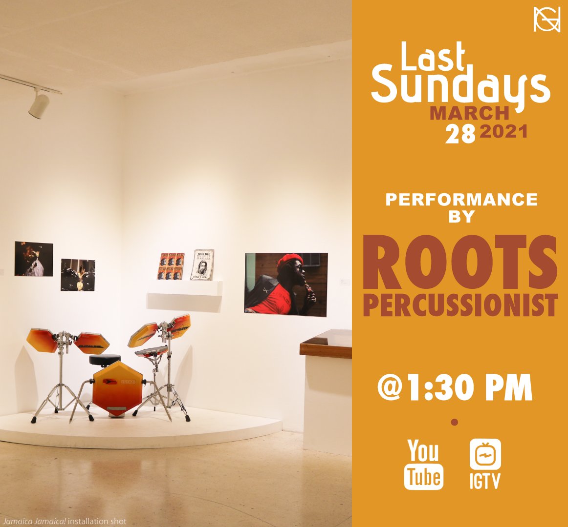 @natgalleryja presents its Virtual Last Sundays with a performance by @RootsLewis. 

Tune in on March 28, 2021 at 1:30pm on IGTV or on their YouTube channel for some afternoon vibes. 

#ngj #nationalgalleryofjamaica #rootspercussionist #jamaicantalent #lastsundays