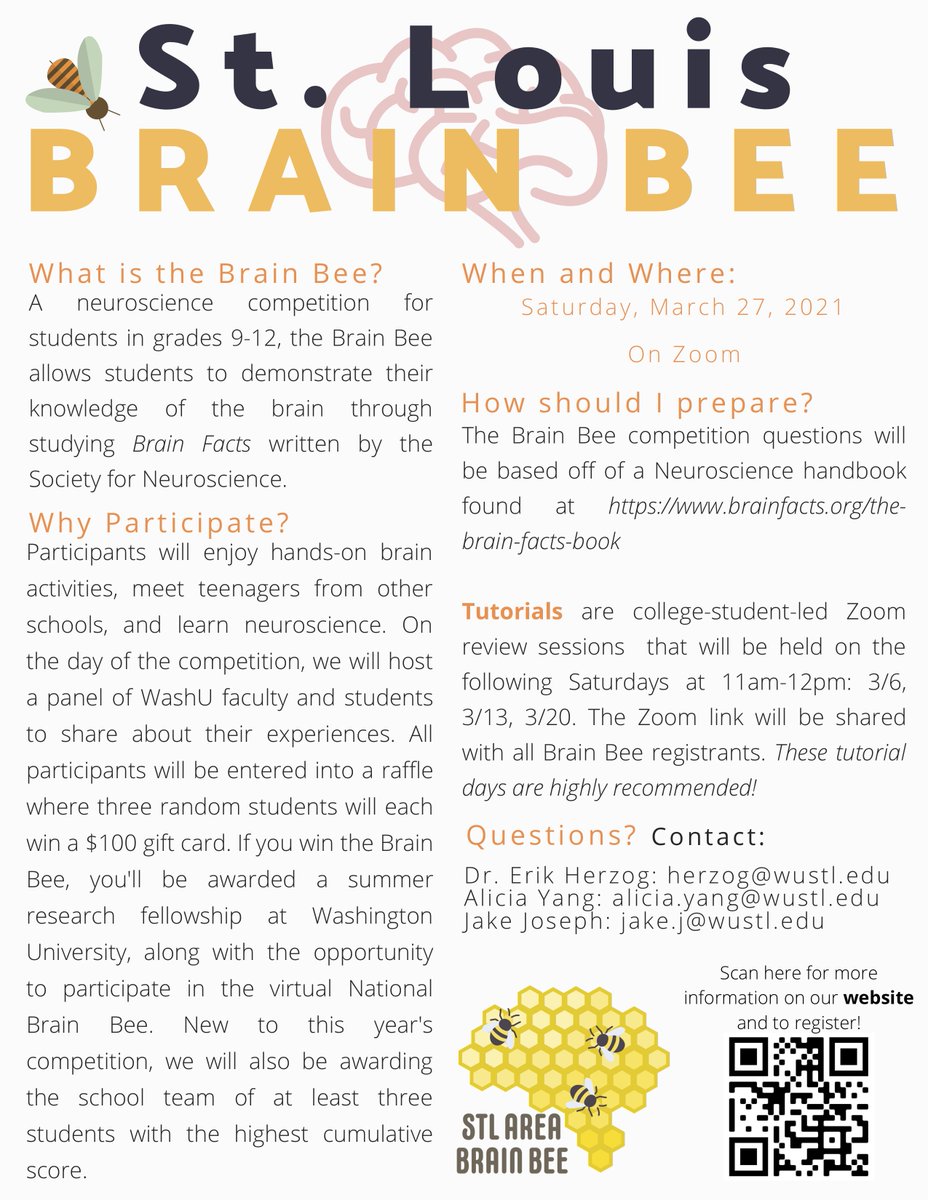 T-2 days until St. Louis Area Brain Bee! Fun and exciting competition for high school neuroscientists-in-training!