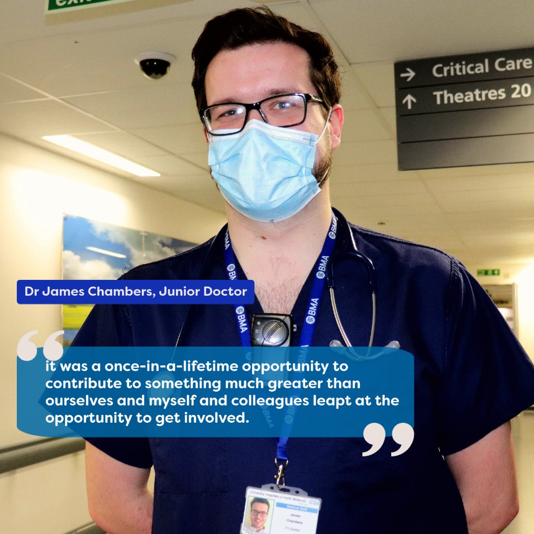UHNM_NHS's tweet photo. #OneYearOne | This week marks one year since the first lockdown in the UK in the battle against Covid-19. In the latest of our staff reflections on the last 12 months, hear from Junior Doctor James Chamber ▶️ https://t.co/HZ8Y1UOoCr https://t.co/LaIQxQP0x5