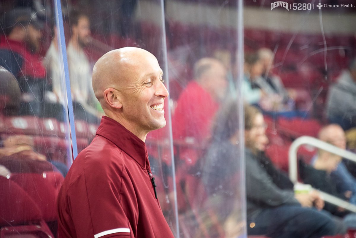 DU_Hockey's tweet photo. Happy Athletic Training Month to the guy who’s kept us together for 17 years. Thanks for all you do, Leu! #PioneerTogether https://t.co/yfR9OH8JZ8