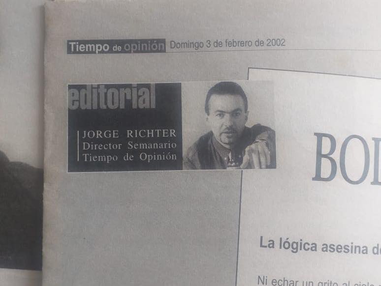 Señor portavoz Richter : no sea que alguien “vaya a sacar de contexto” mi pregunta, quisiera saber si usted escribió este artículo, en la revista que dirigió ? .