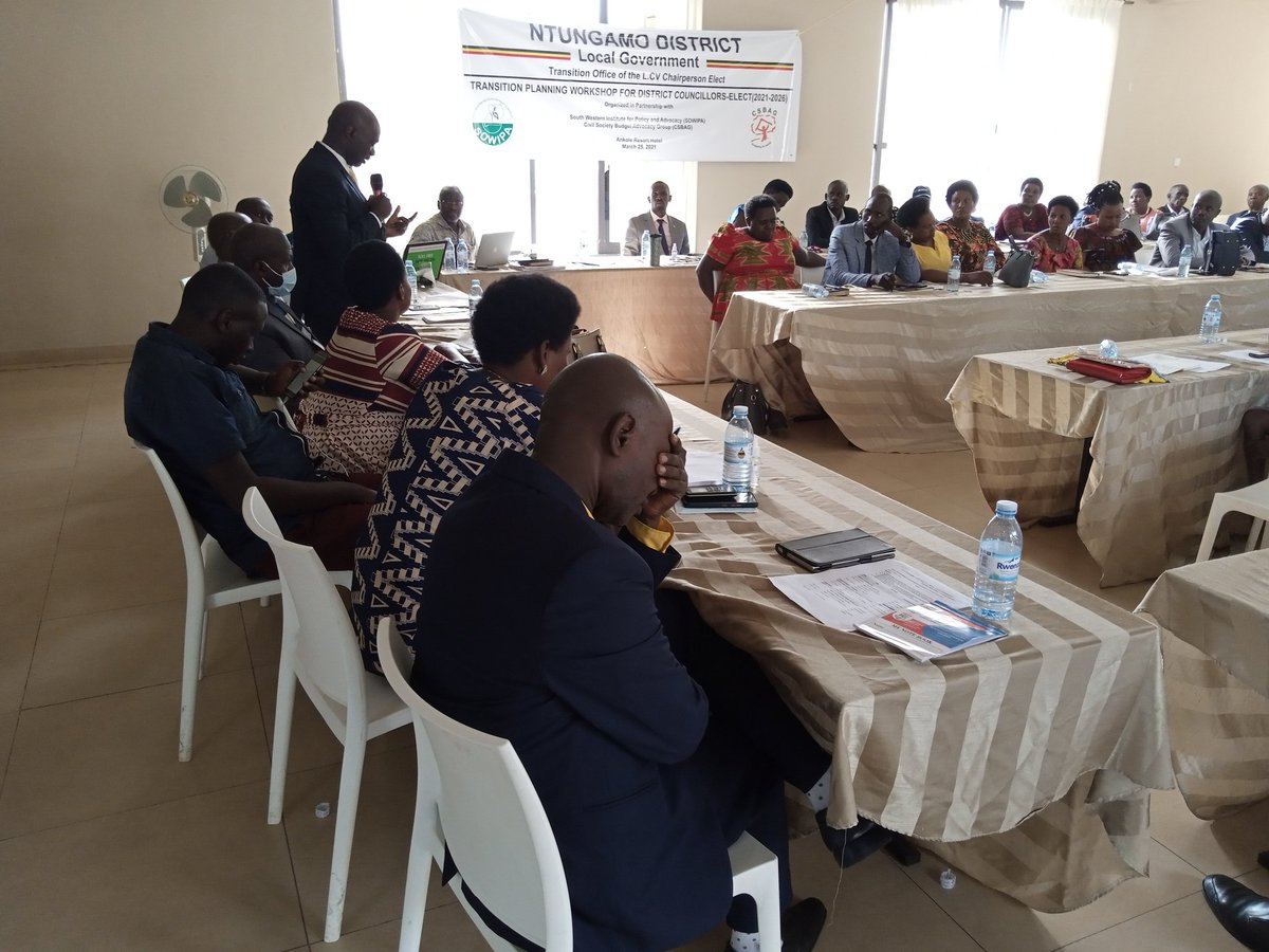 SOWIPA and <a href="/CSBAGUGANDA/">CSBAG (csbag.org)</a> today facilitated a meeting of Ntungamo District newly elected District Councillors in a transition workshop to make Ntungamo District great again. Action points were recorded to guide this council in the next 5 years