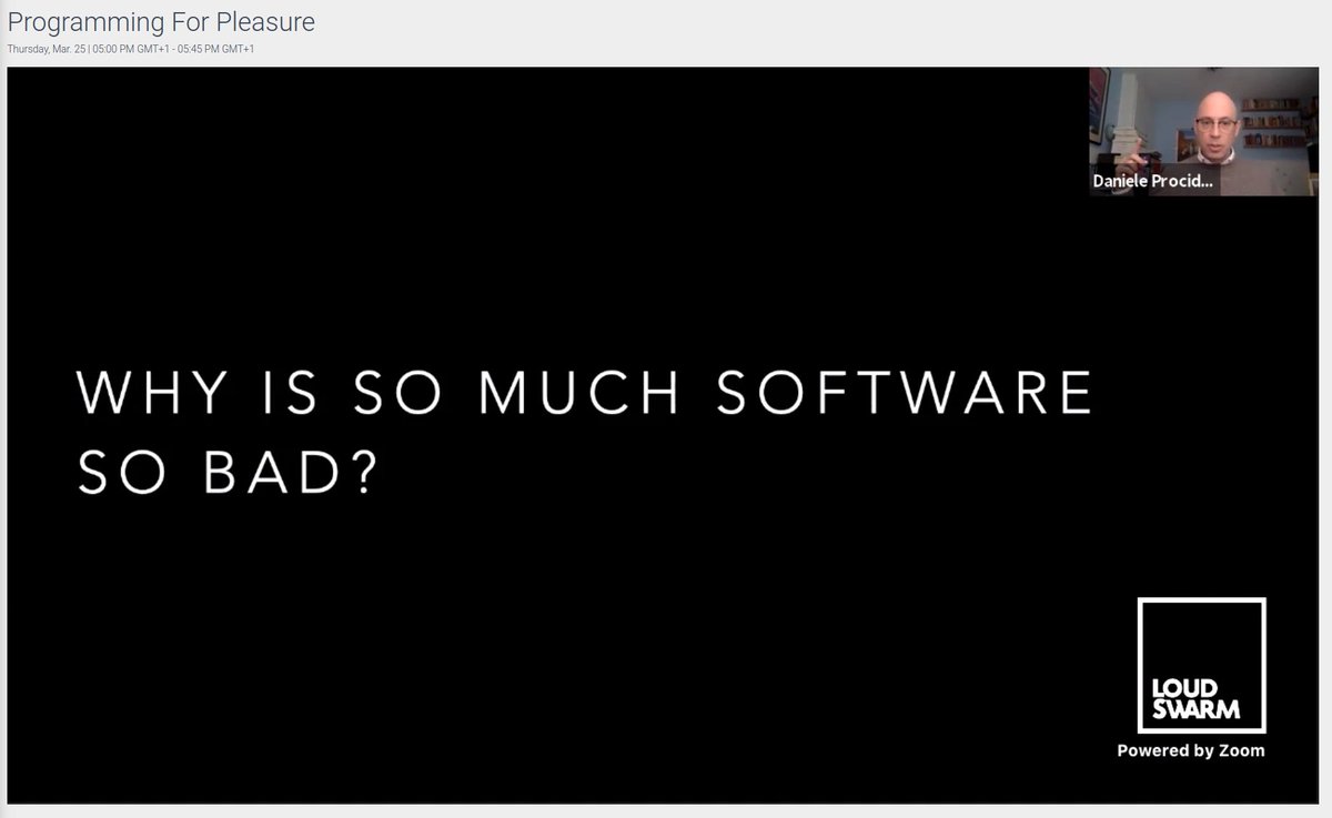 misterrios's tweet image. Highlight of #pwc2021: @evildmp's talk about "Programming for Pleasure"