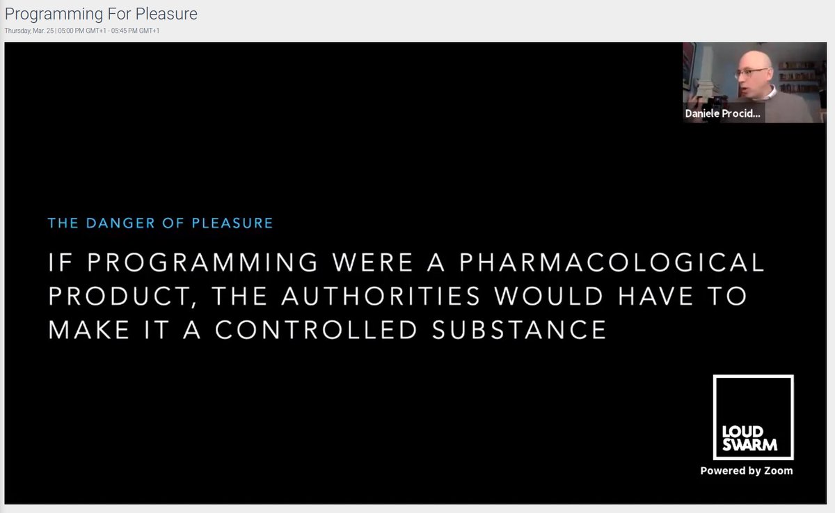 misterrios's tweet image. Highlight of #pwc2021: @evildmp's talk about "Programming for Pleasure"