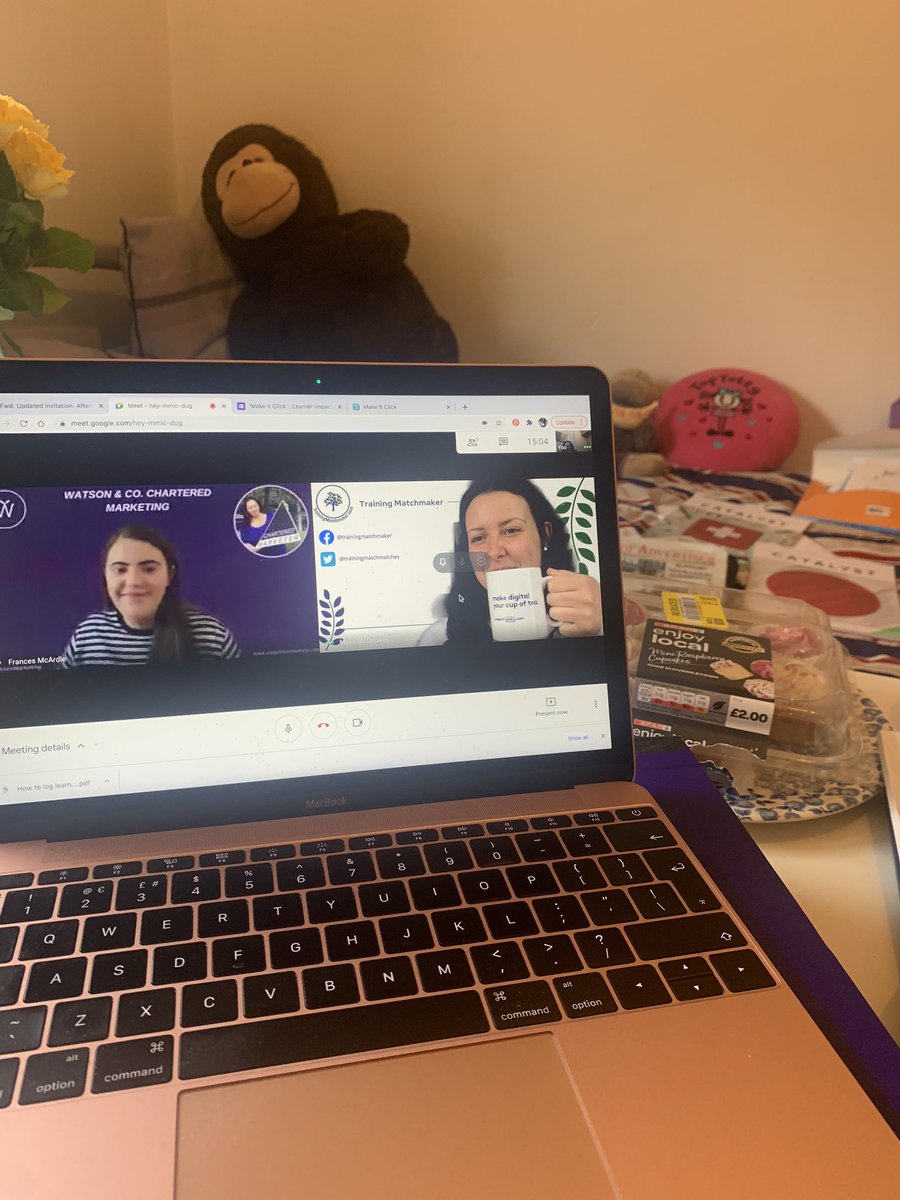 trainingmatches's tweet photo. Today over virtual afternoon tea we celebrated
3 marketing trainees who completed 6 jam packed weeks of digital marketing training as part of our @makeitclickHQ project
Check out the branded Google Meet backdrops that they created as part of their upskilling using @canva 🔥👏 https://t.co/V7Q4EscoaM