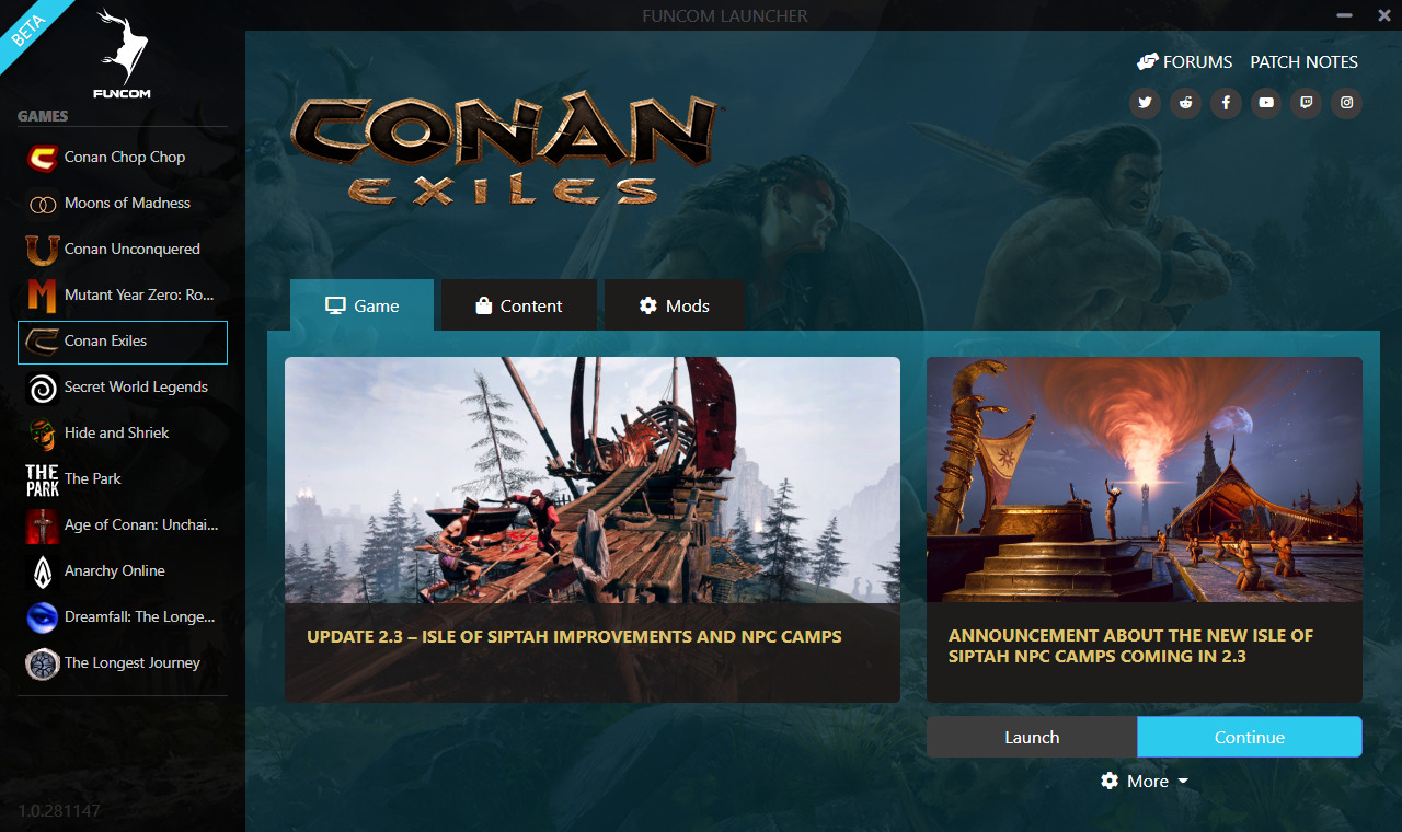 Conan Exiles on X: “As you may have noticed, the Funcom Launcher