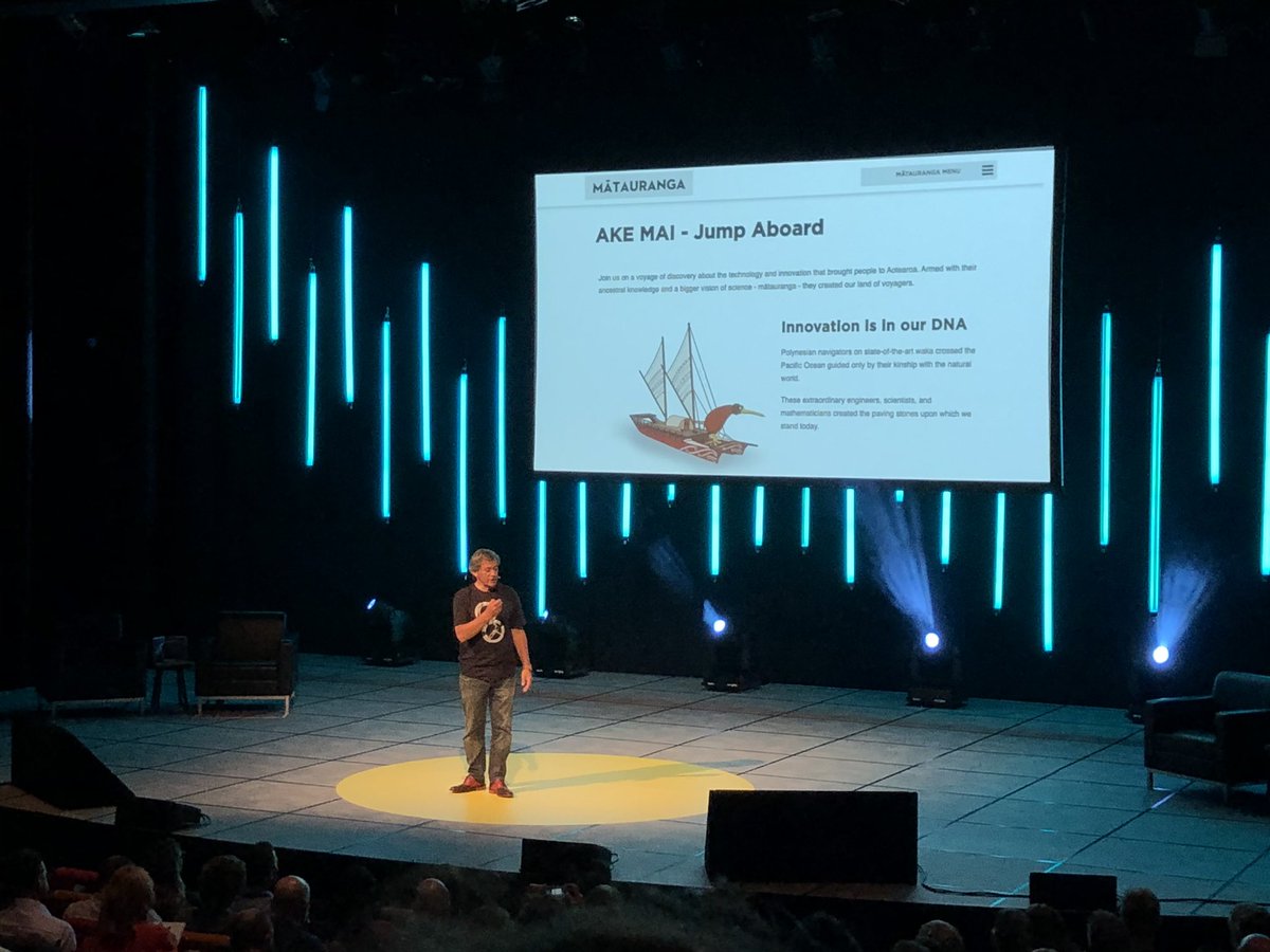 RebeccaMHuang's tweet photo. Brilliant keynote from Sir Ian Taylor from Animation Research, introducing Mātauranga and the innovation in the DNA of te ao Māori and Aotearoa. #SilverLiningsNZ https://t.co/1YQ6uAMQQz