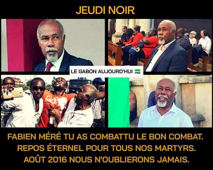 WirFuerGabun's tweet photo. #JeudiNoir
#DevoirDeMémoire #PourNosMartyrs du #Gabon tombés le #31août2016 victimes du dictateur feu Ali Bongo &amp; de la #Françafrique pour avoir réclamé leur #Vote #Liberté #Justice #Démocratie
@DavidPujadas @Mediapart @JY_LeDrian
#LeContentieuxElectoralDemeure
#JustBoycottFrance https://t.co/MTW5rR9PRE