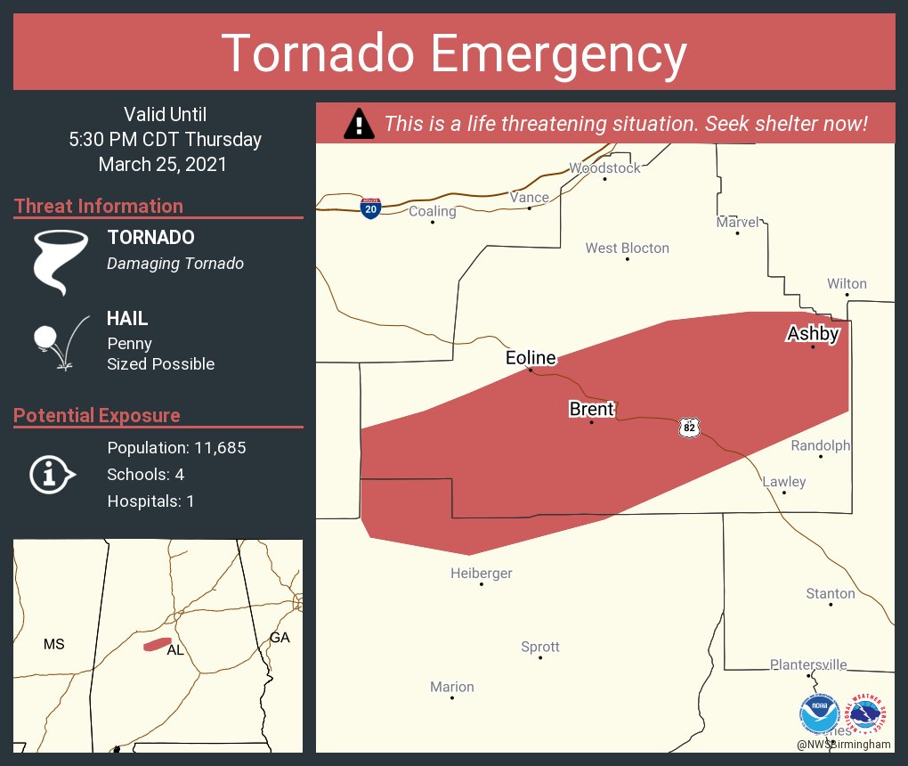 TORNADO EMERGENCY for Centreville and Brent…TAKE ACTION NOW! alwx