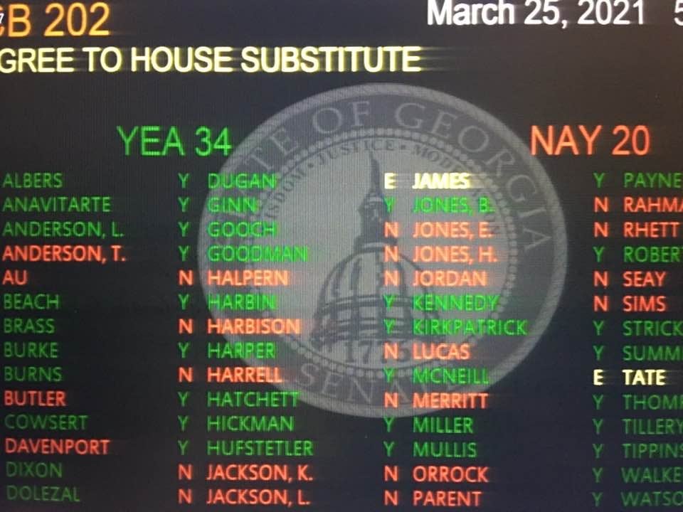 SheriGilligan's tweet photo. SB 202 -- Georgia's Election Integrity bill has passed both the House and Senate. @GovKemp  will sign into law tonight. https://t.co/Q0KY2KhVKx