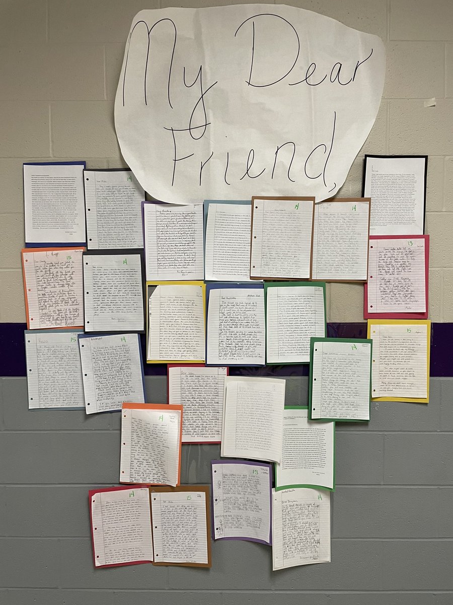 8thPwms's tweet photo. 8th Grade ELA: Wit &amp; Wisdom— Student letters to new recruit friends. “My Dear Friend...” https://t.co/xEYNpOOxGm