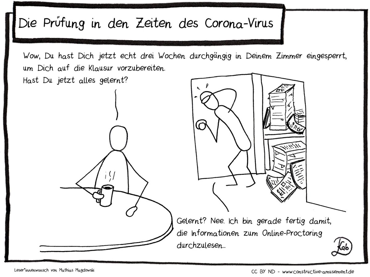 ConstAmusement's tweet photo. Ja gibt's denn das? Tatsächlich mal wieder ein Cartoon zur Hochschullehre von https://t.co/m3kVtnatBv ! Diesmal auf Wunsch von @MMagdowski #noproctoring
https://t.co/u4LxWSjTm2 https://t.co/H5P4JDats3