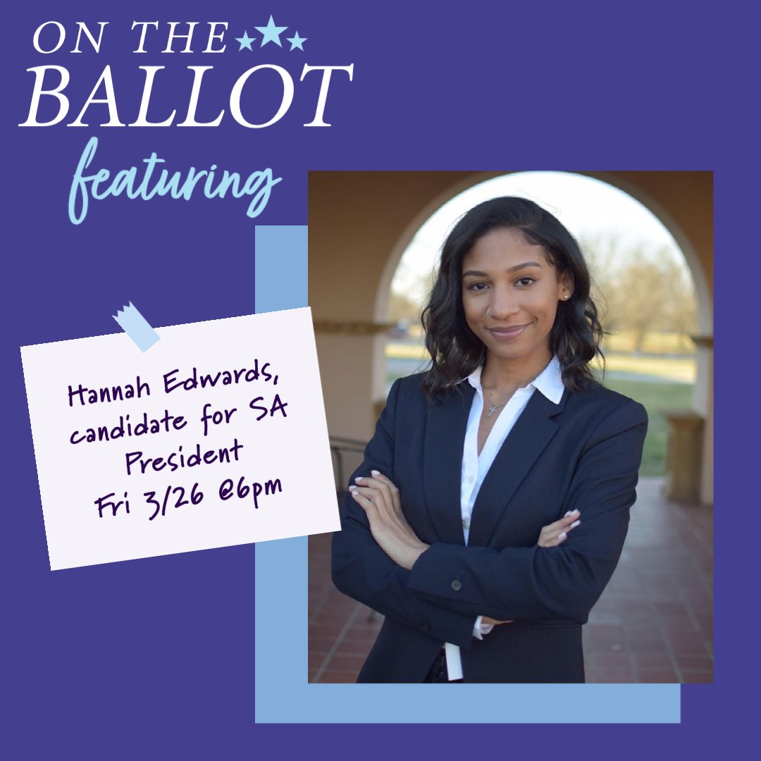 WRGWNews's tweet photo. Tune in to “On the Ballot” this Friday at 6! Kevin, Brett, and Ryan talk to SA Presidential candidate Hannah Edwards about her ideas, platform, and experience. https://t.co/lXZCfIoQyT