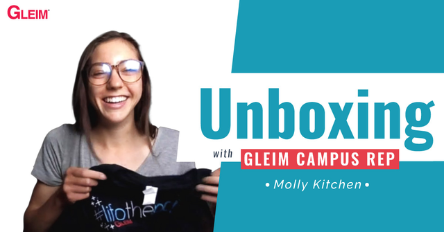 GleimCPAReview's tweet photo. Watch as #GleimCampusRep Molly Kitchen from @gcu unboxes her Campus Rep materials. We wish her luck as she studies for the #CMAexam! Are you interested in joining our Campus Rep program? Watch the full video and learn more about the program here: https://t.co/R1KCyIsd1A. https://t.co/VfSyZA6EGL
