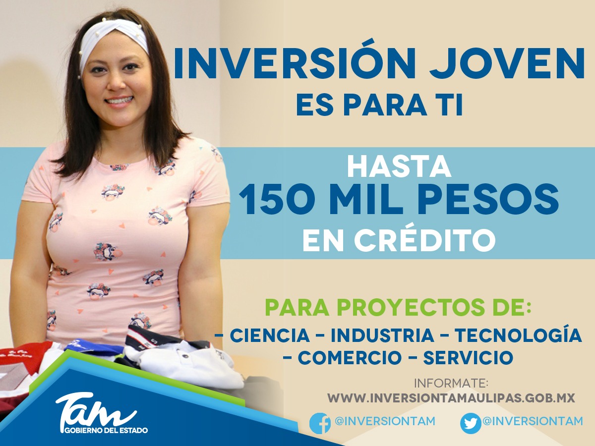 ¿ Eres un Joven Emprendedor ?
El #GobTam a través de Inversión Tamaulipas lanza para ti la quinta convocatoria del programa de financiamiento Inversión Joven, dirigida a menores de 35 años de edad con un proyecto emprendedor 

inversiontamaulipas.gob.mx/inversion-jove…
#TamCrece #EconomíaTam