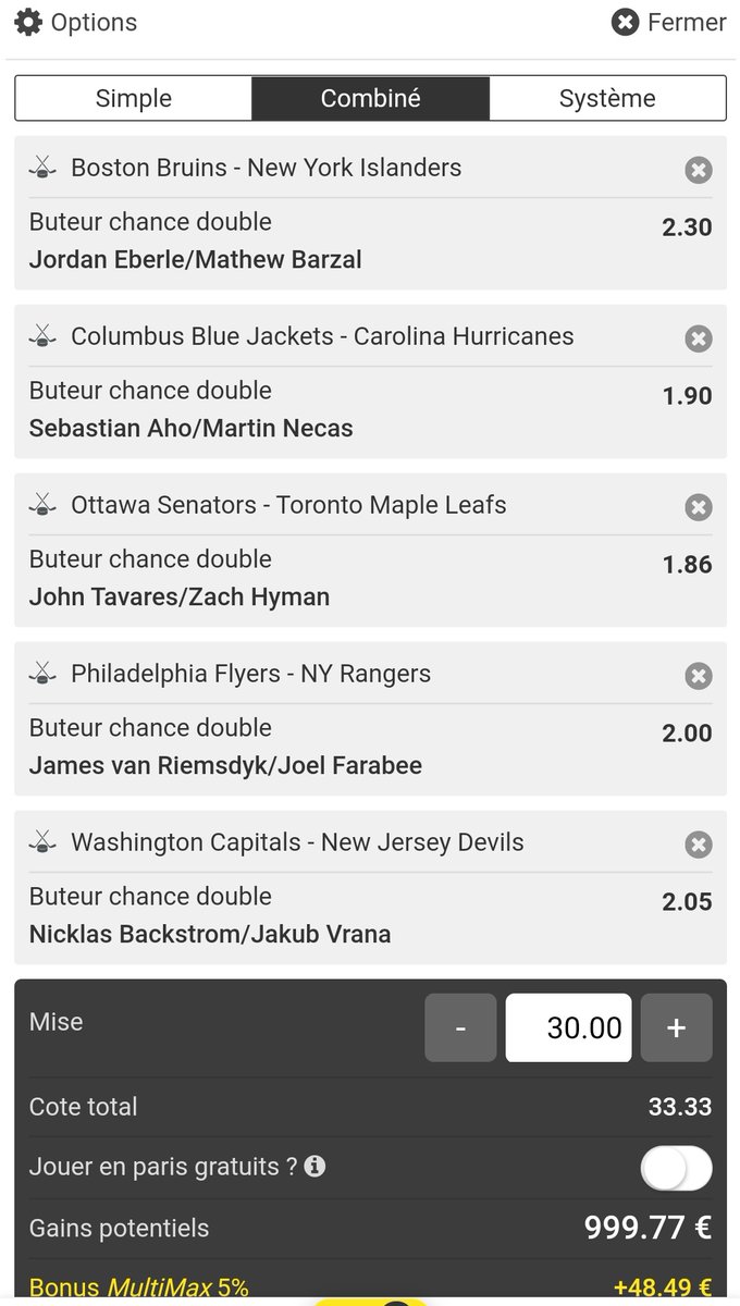 MacoProno's tweet photo. #NHL | 26/03/21 📅
#BetButeur | Hockey 🏒
➡️Le pick safe du jour
⌚Match 00h00
🍀 Deux Double chance buteur
🏦 Côte a 4,10 -> mise: 200€
🔥 +Fun double chance et simple 🤑 #MAXICOTE
🤞🏽GL à ceux qui suivent #JackpotMaco
#TeamParieurs #TeamParieur #HockeyTwitter https://t.co/JElEd6B4cS