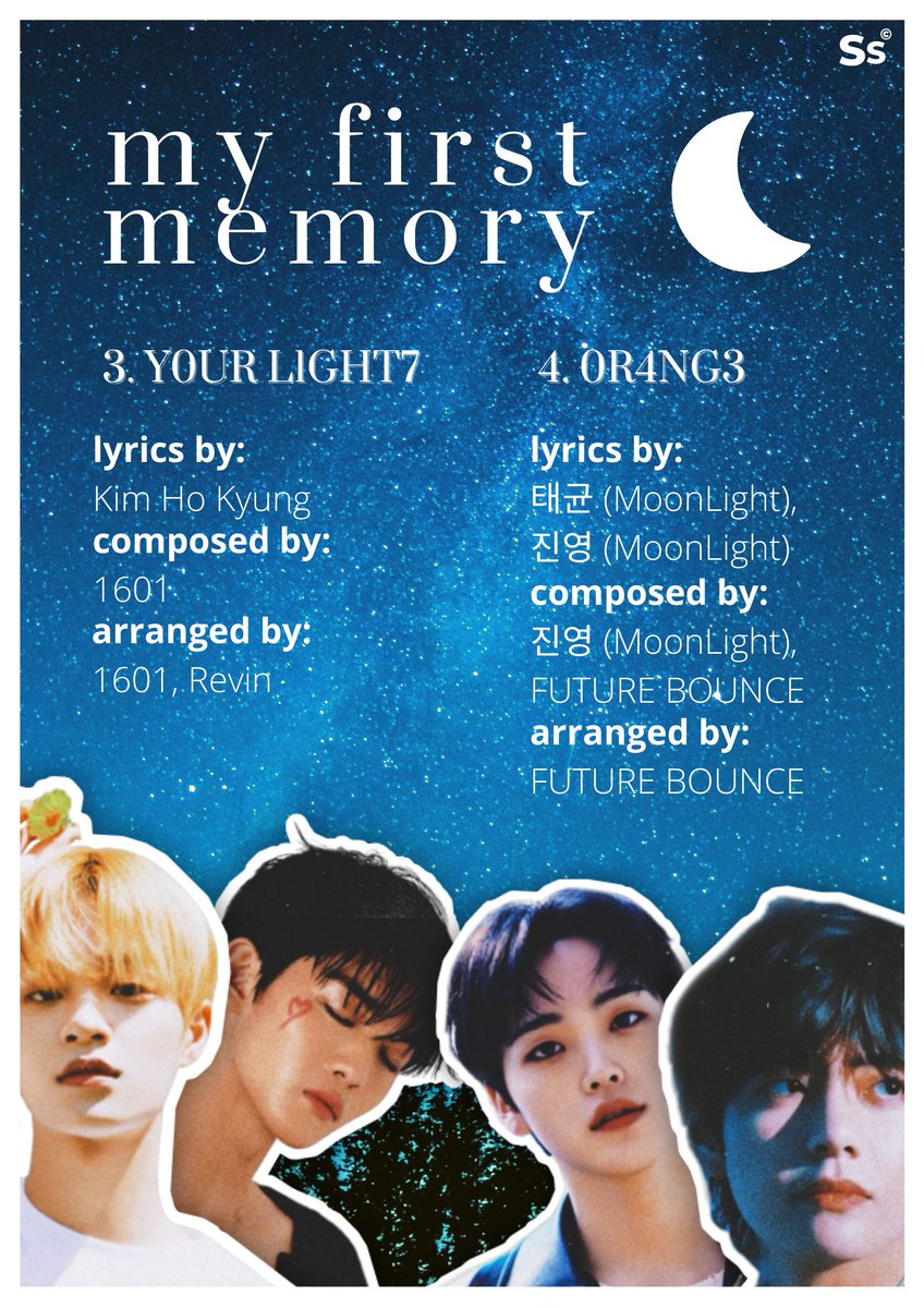 StarryskyC's tweet photo. MoonLight // my first memory <1st mini album> (TRACKLIST)
• 4 songs + pre-debut track (Aurora)
...29/03/21
#MoonLight #MoonLightdebut #myfirstmemory #1stminialbum #tracklist #noair #utopia #yourlight #orange #aurora https://t.co/K9jnH69hHj