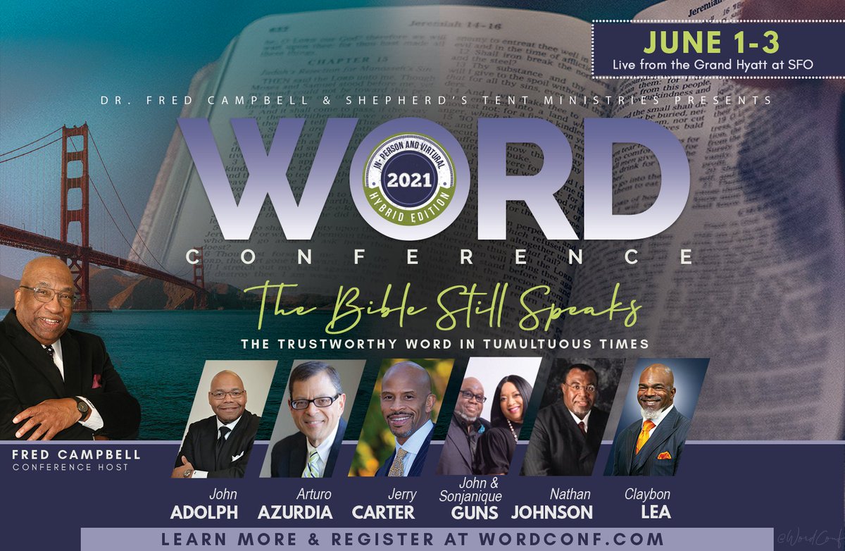 Word_Conference's tweet photo. Registration is now open for the 2021 Word Conference, June 1-3. Join us virtually or in-person at the Grand Hyatt SFO (limited seating and safety protocols in place). For more information visit https://t.co/RleqRtUpVW. #TheBibleStillSpeaks. #WordConf2021 https://t.co/7f6CGANwpa
