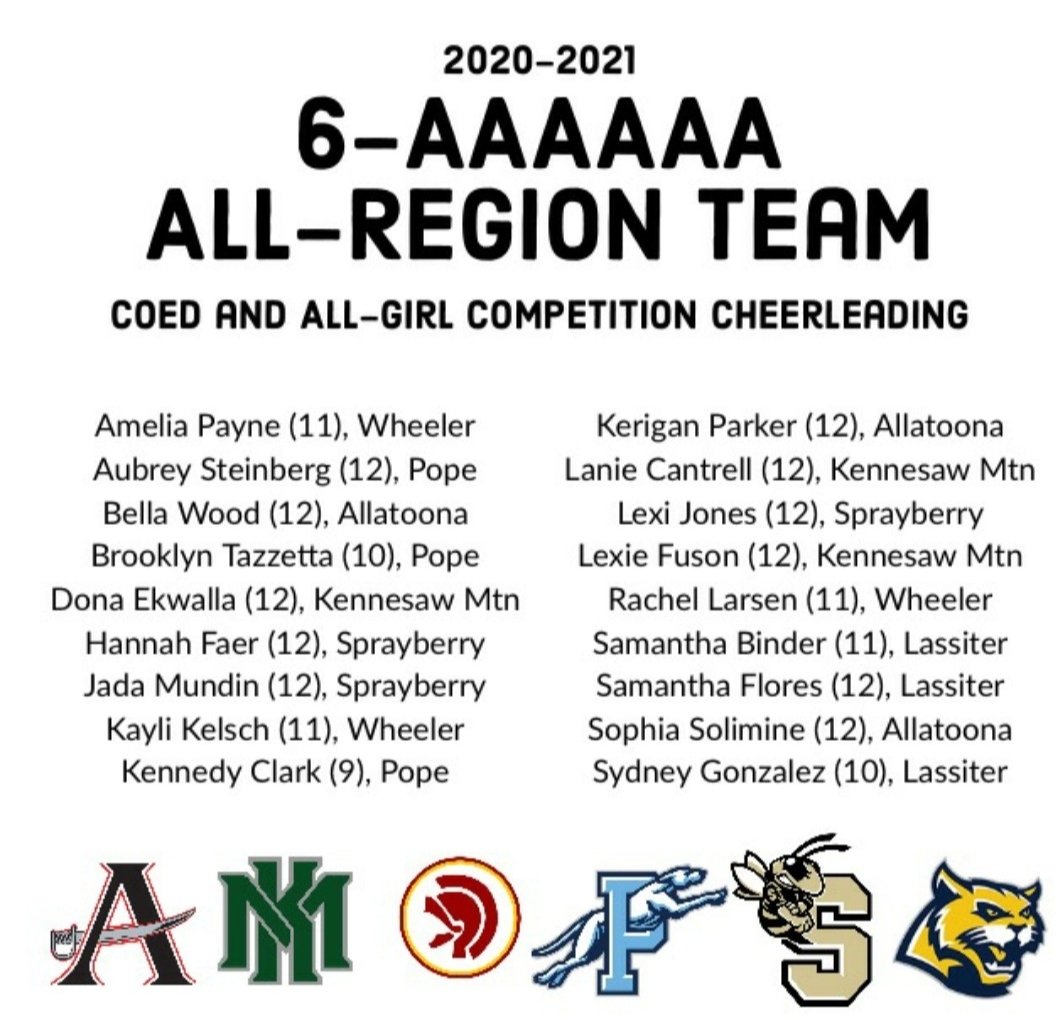 PopeCheer's tweet image. Congratulations to our All-Region Cheerleaders! We are so proud of you! @OfficialGHSA @PopeAthletics
