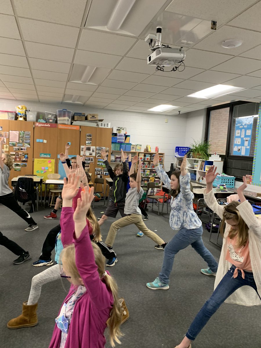 MrsCwhaley's tweet photo. A few moments of centering today with yoga. Great idea Miss Weis!  Thank you Mrs Rusche!!! https://t.co/B8ViY166e3