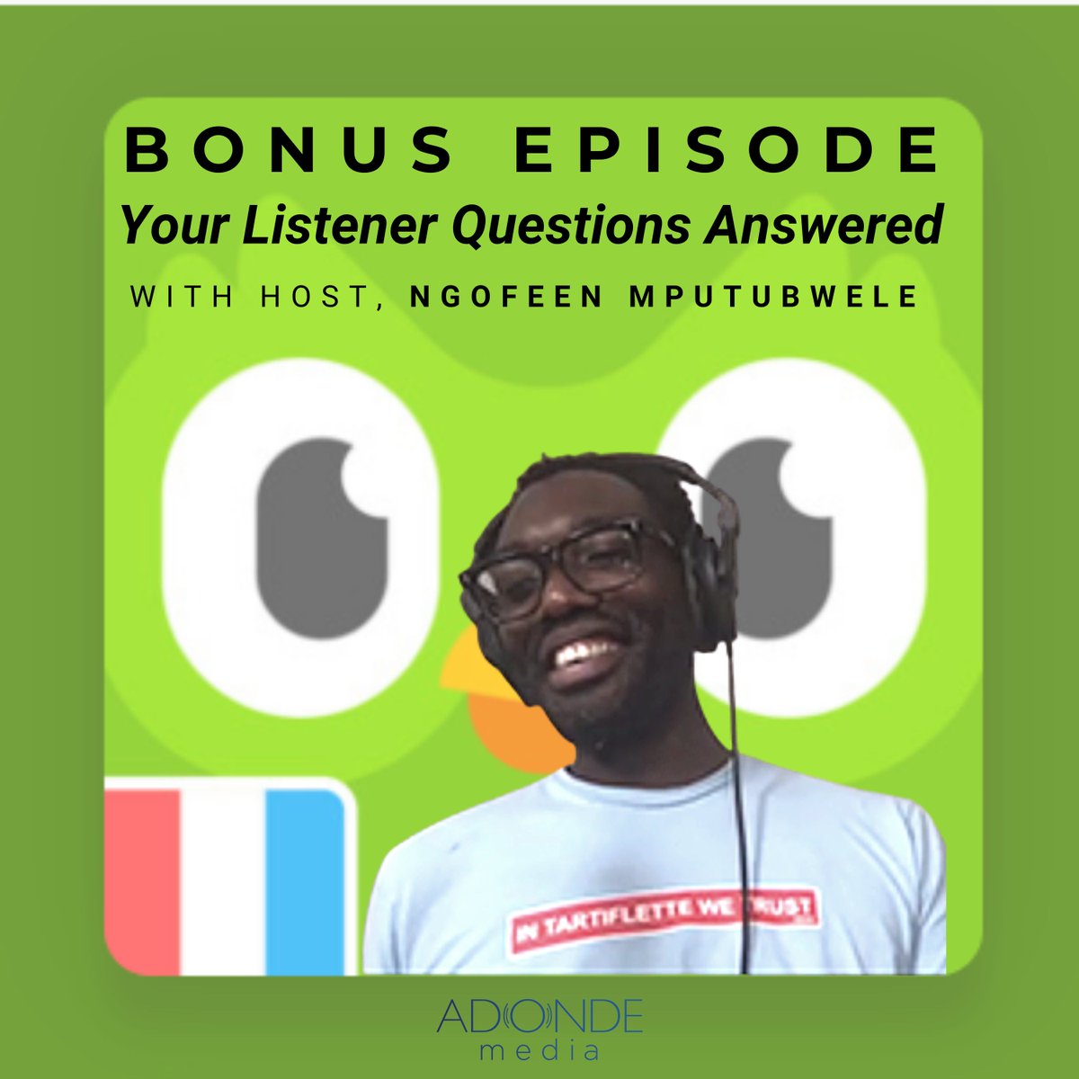 AdondeMedia's tweet photo. We answer questions about the @Duolingo French Podcast! Listen as @NgofeenM takes you behind the scenes with help from our team + friends: https://t.co/qdeZ4stDZV

@camlindbom @LaurentApffel @adeliepjz @sabouzz  @NatachaRuck @LorenaG @MartineChaussar @romanfrontini @martinacastro https://t.co/DKb5TEgXDH
