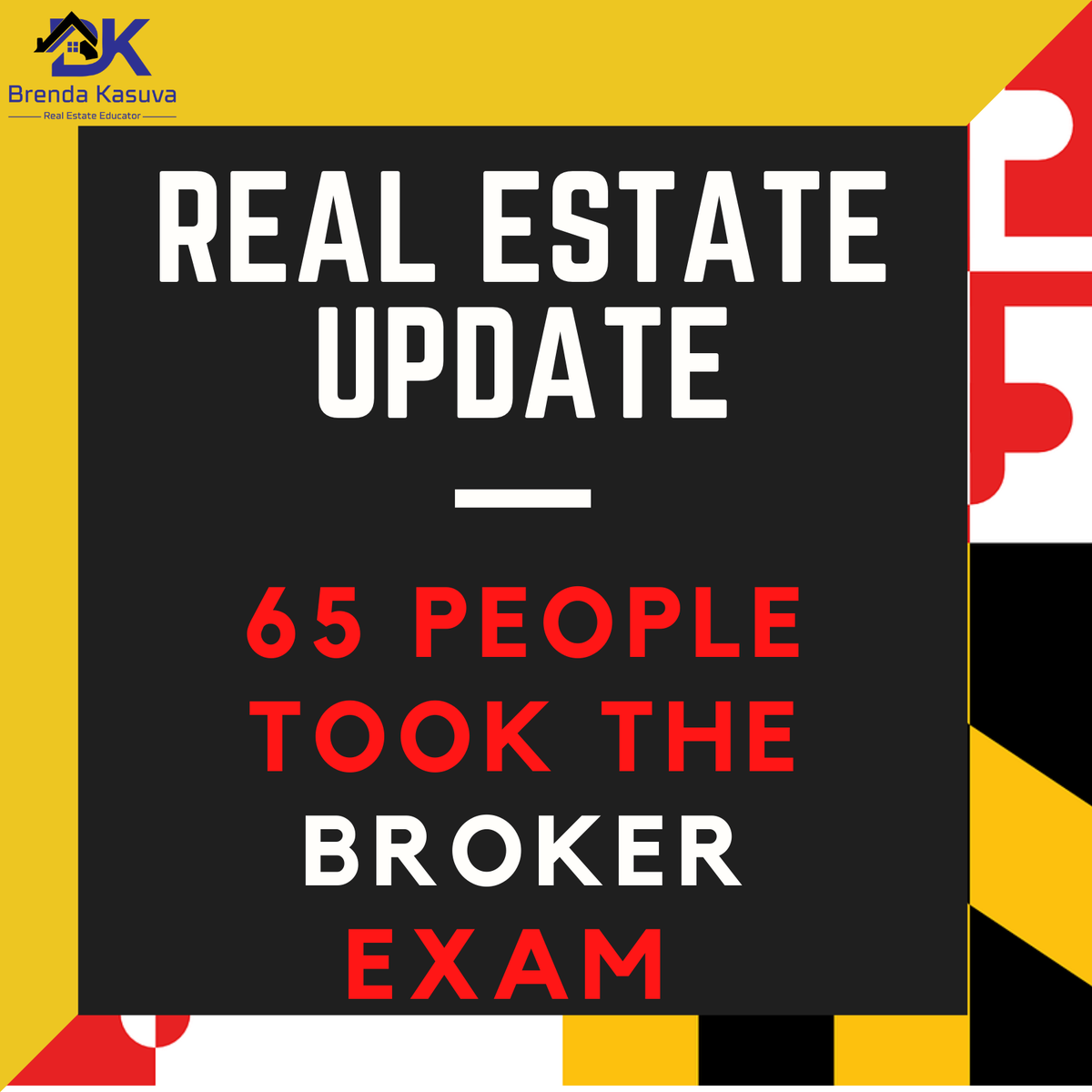 BrendaKasuva's tweet photo. As of Feb 2021, 65 people took the Broker licensing exam to be future BROKERS/ ASSOCIATE Brokers in #Maryland. Ready to upgrade your real estate license? Here DM or contact me. Better yet, if you need to PASS that exam, look no further. t #trainingwithbrenda #realestatebrokerage https://t.co/rs4D5OjGJa
