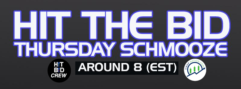 vwapnation's tweet photo. Hit the Bid Schmooze  @HitTheBidRadio 
live on Youtube  https://t.co/cFNzuFwWXb

Great trading ideas and charts with host Kenny Glick, the Hit the Bid Crew plus Fav PennyG starts around 8

Guest 9 pm Michael Legg Voyager Digital @investvoyager https://t.co/lsNn7wMykq