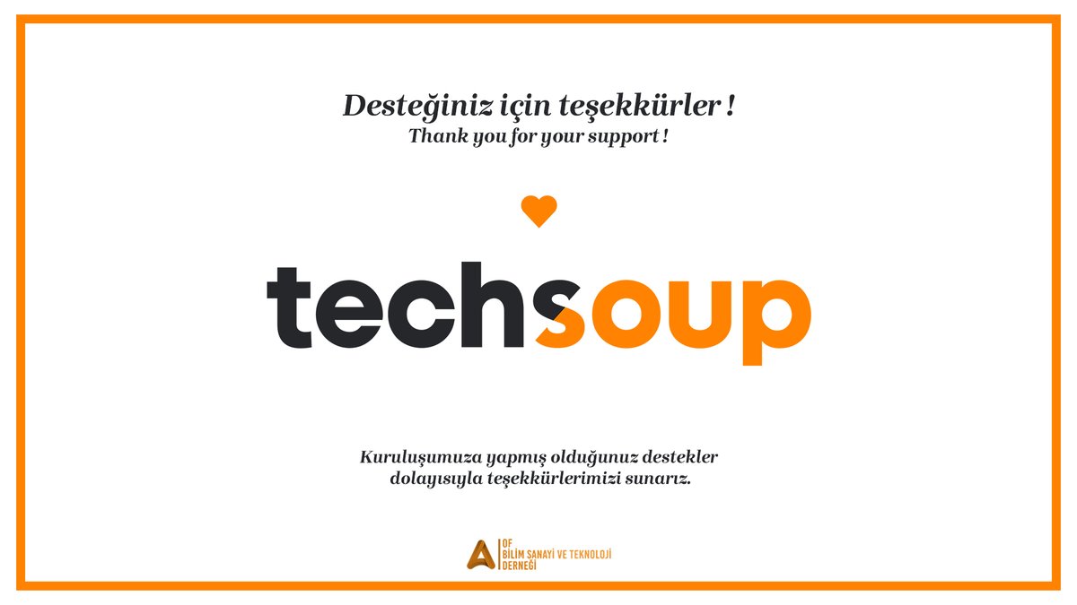 ofbilsantekder's tweet photo. 🤎Değerli TechSoup ailesi , kuruluşumuza vermiş olduğunuz desteklerden dolayı teşekkürlerimizi sunarız.

🤎Dear TechSoup family , thank you for your support.

@TechSoup @techsoupturkiye https://t.co/G4qY54cdxF