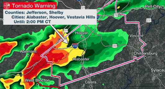 The Weather Channel On Twitter Breaking 1 01p Ct Tornado Confirmed By Radar Near West Blocton Al Moving Northeast At 45 Mph Take Cover Now In The Southern Birmingham Metro Including Hoover Helena
