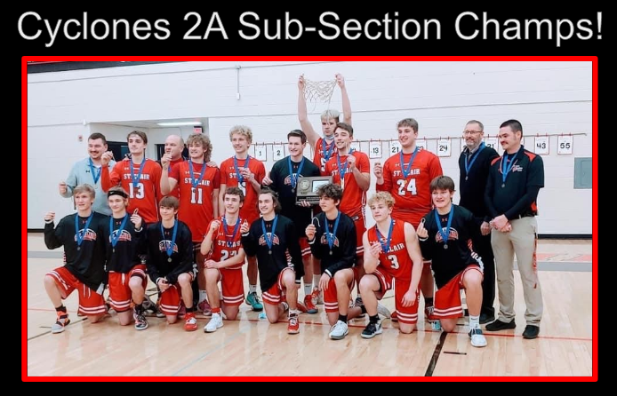 StClairCyclones's tweet photo. Cyclones Boys Basketball - Sub-Section 2A Champions 
#CycloneProud #isd75 https://t.co/AU2CZ4zV3Z