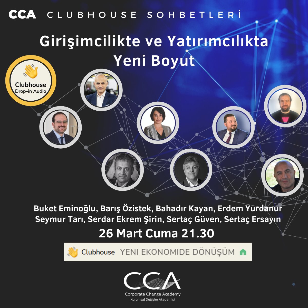 cca_kda's tweet photo. Girişimcilik ve yatırımcılık ekosistemini konuşuyoruz.
26 Mart Cuma, 21.30 @clubhouse 
@BuketEminoglu @bozistek @serdarekrems @KayanBahadir @Sertac_Guven @erdemyurdanur #seymurtarı @sertacersayin 

Katılmak için 

https://t.co/h5PWEyMe3O https://t.co/62sDLL1CR5
