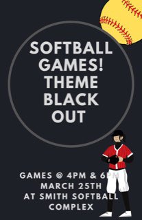 Go support the softball team tonight at 4pm and 6pm! Theme is black out! @HastingsSB19