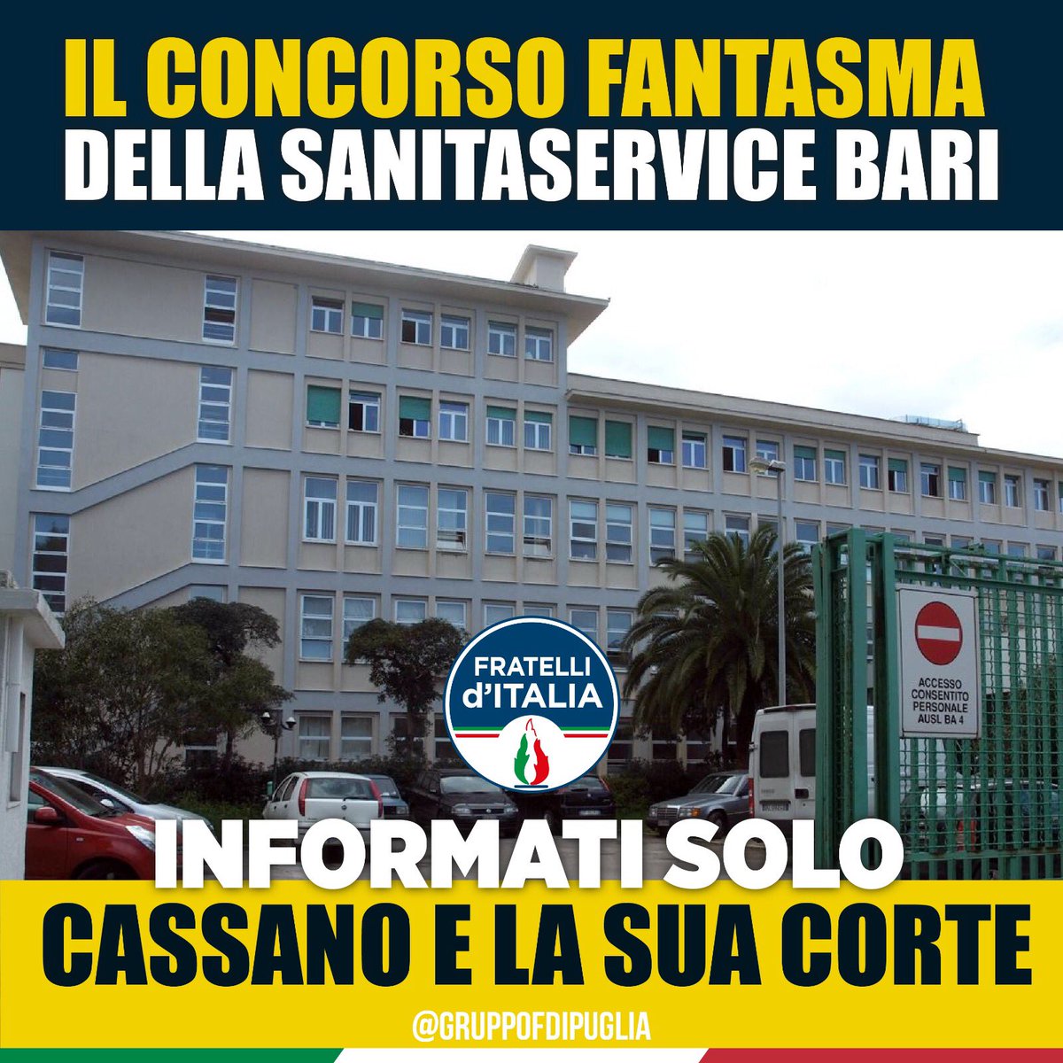 13 autisti di ambulanze, 179 ausiliari e 10 necrofori: li ricerca #Sanitaservice #Bari attraverso un bando-lampo di 4 giorni, con la sponda dell' #Arpal e quindi  noto solo alla corte del dg #Cassano e ad esponenti di #PugliaPopolare che hanno dato la notizia sui social. Vergogna