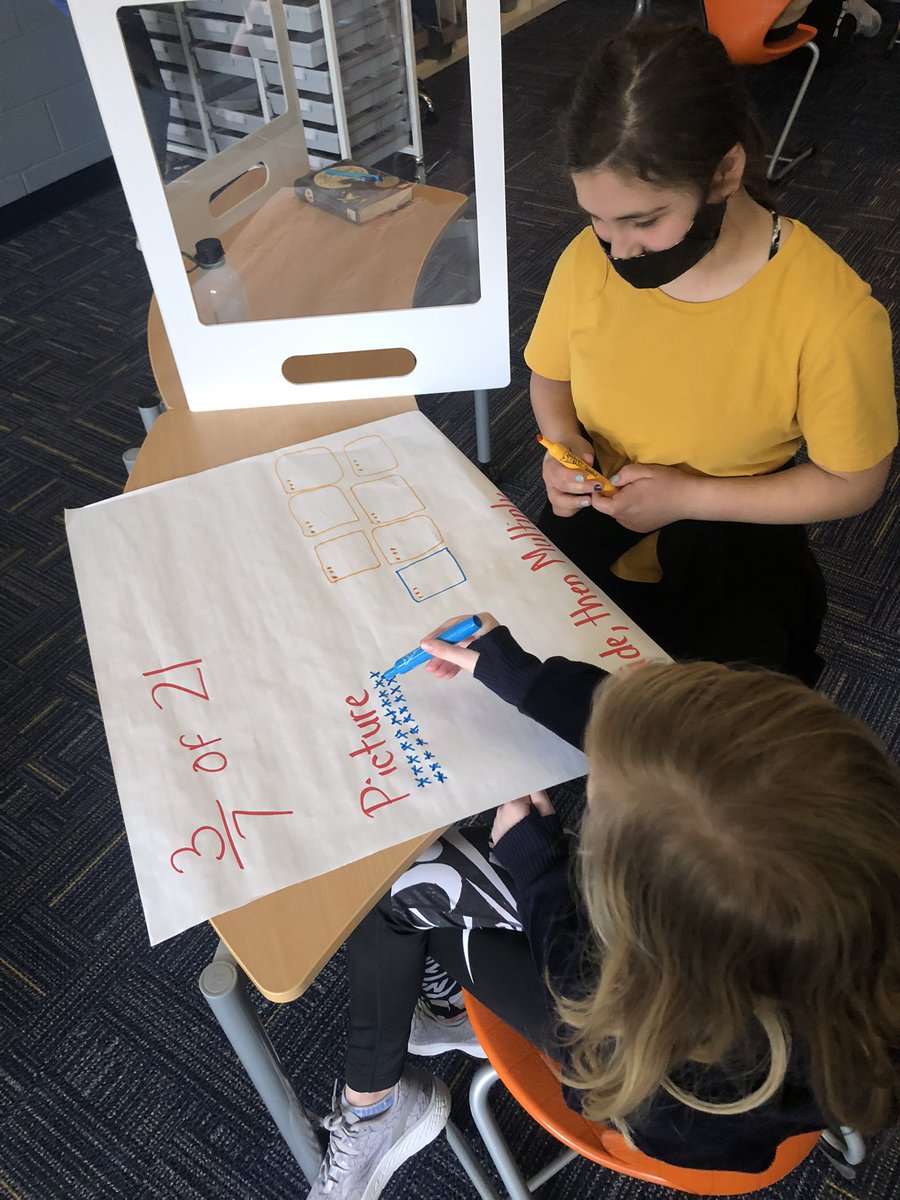 MrSpicerTweets's tweet photo. A little partner problem solving this afternoon. Having S’s collaborate on how to solve fraction of problems and then teach to the class is a great way to spend the day before spring break! #positivecommunicator #collaborativeleader #iteachfifth #HeritageLearn https://t.co/P6b5P76JrE