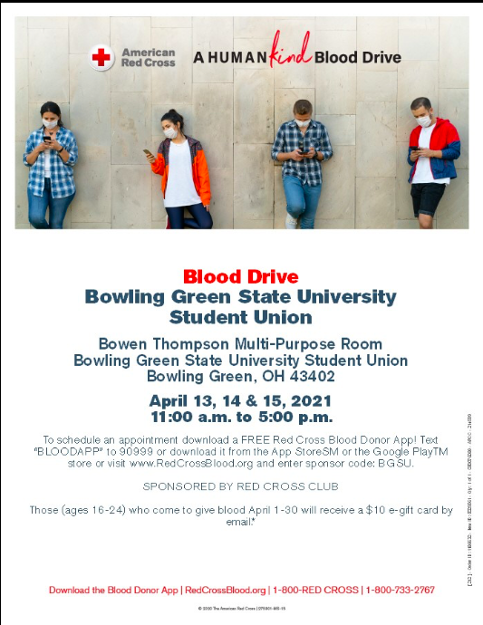 BGSURedCross's tweet photo. Dont forget that our blood drive is coming up! Please donate blood if you are able to and save lives! https://t.co/SHzWfBk7tE