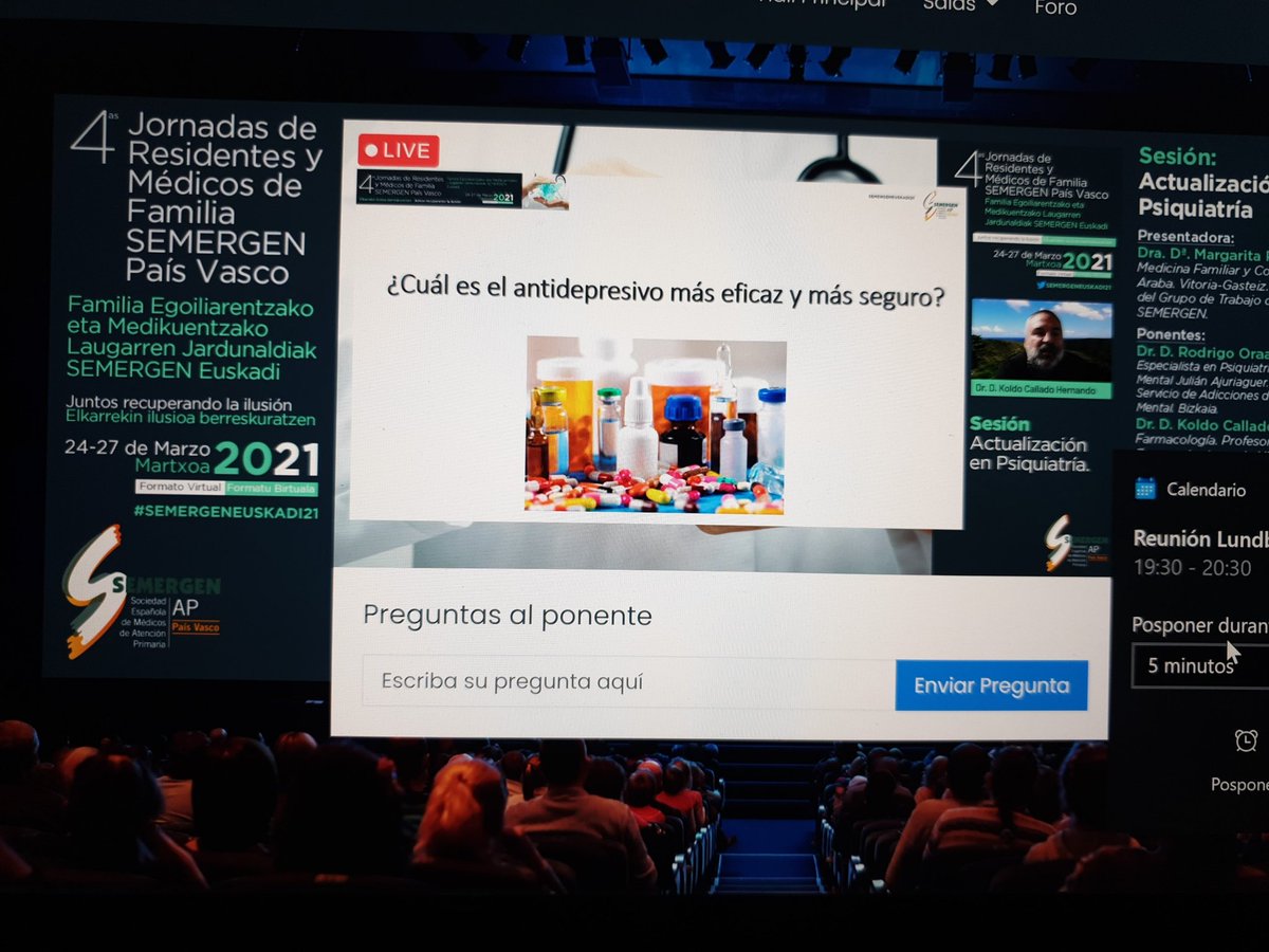 gmediavilla's tweet photo. 4°Jornadas de Residentes y M SEMERGEN Euskadi 2021.
Actualización en Psiquiatría:
Dr. Oraa "Atención a los trastornos por uso de sustancias  en AP"
Dr. Callado " Eficacia y seguridad de los antidepresivos en A.P"
Modera Dra. M. Pinel
@OSIArabaESI 
@SEMERGENap
@semergenpv https://t.co/IjjXLJVAoT