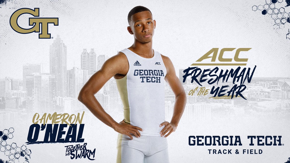 GT_trackNfield's tweet photo. 🏆🏆🏆

Cameron O'Neal has been named the 2021 @ACCTrackField Freshman of the Year!

During his first season on The Flats O'Neal garnered second team all-American &amp; first team all-ACC honors in the long jump!

🔗https://t.co/5UTo4hwBxU

#NCAATF 
#ACCITF
#TogetherWeSwarm /// #GTTF https://t.co/hZQ54Y8inV