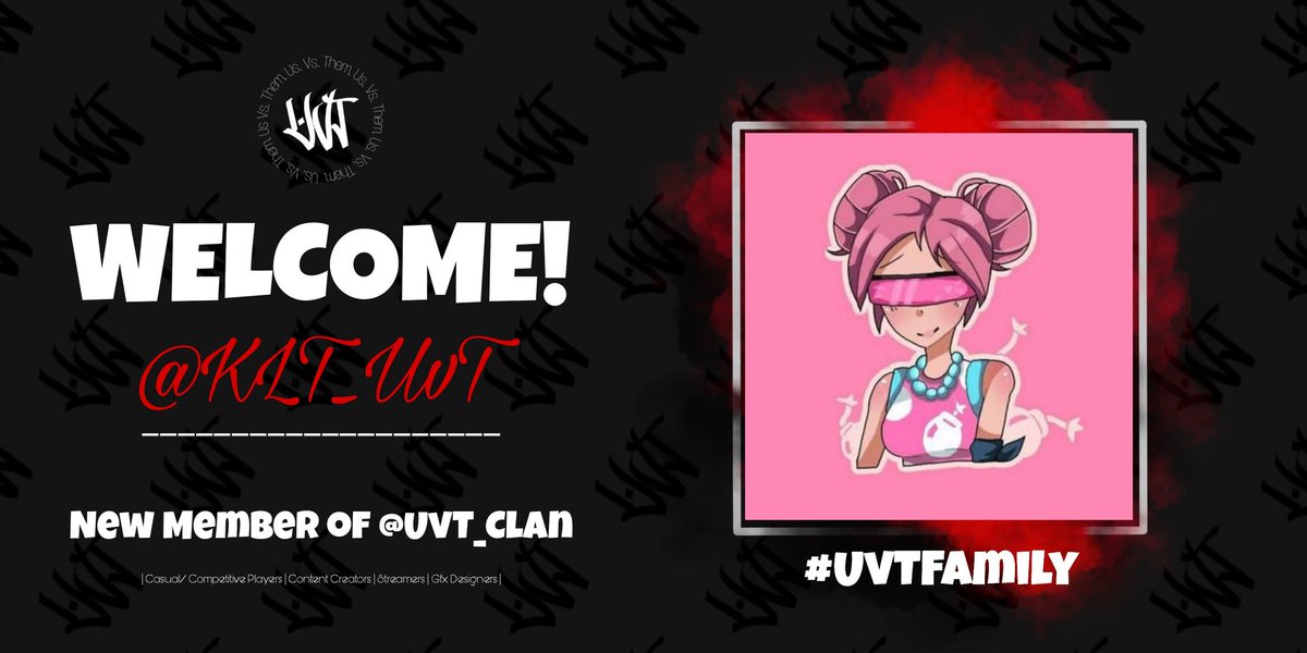 UvT_Clan's tweet photo. โ๐โ๐โ๐โ๐โ๐โ
Newest member to join @UvT_Clan
๐ฅ WELCOME @KLT_UvT ๐ฅ
Be sure sure to give her a follow! โ
โค&โป๏ธ's Highly Appreciated! ๐๐ค๐ผ
#NewMember #JoinUvT #UvTClan #UvTFamily #Fortnite #GamerGirl https://t.co/AjND5d7wFW