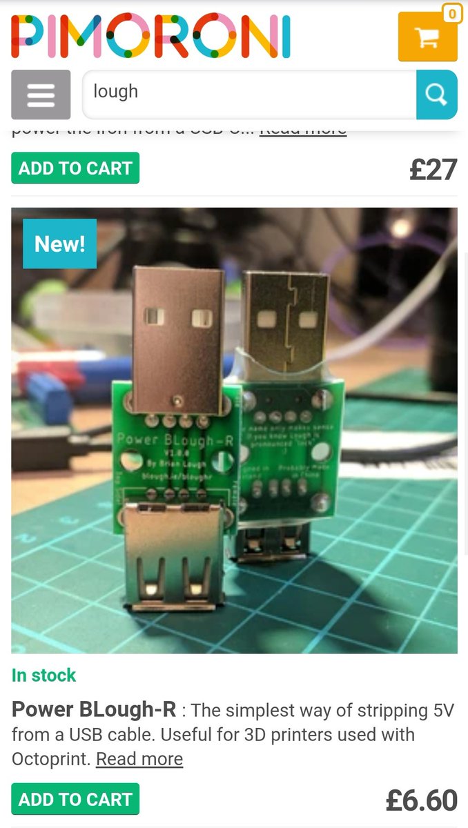 I'm absolutely delighted to announce <a href="/pimoroni/">pimoroni</a> are now stocking some of my products in their store!

They have Power BLough-Rs (for stopping usb backfeed problems for 3d printers) and Flex-c-friends (for powering a ts100 soldering iron from a USB-C PD supply)

In stock now!