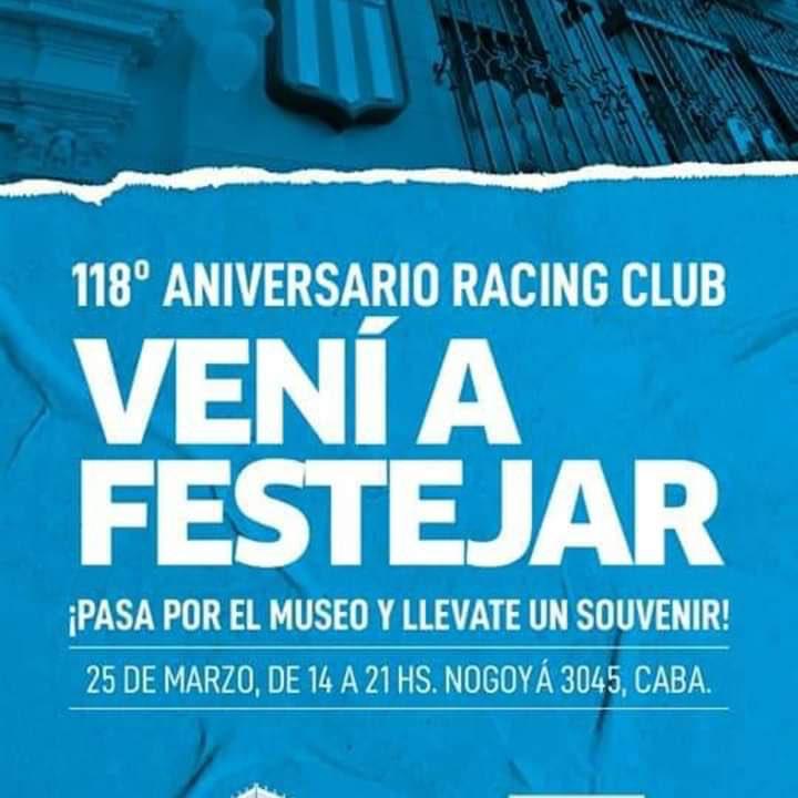 ¡Hoy festejamos en casa! 🎂🎉

Desde las 14 podés venir a la Sede Capital a celebrar el 118 juntos dónde tendremos sorpresas para vos 😁

Te esperamos 💙

#Racing118 🎓